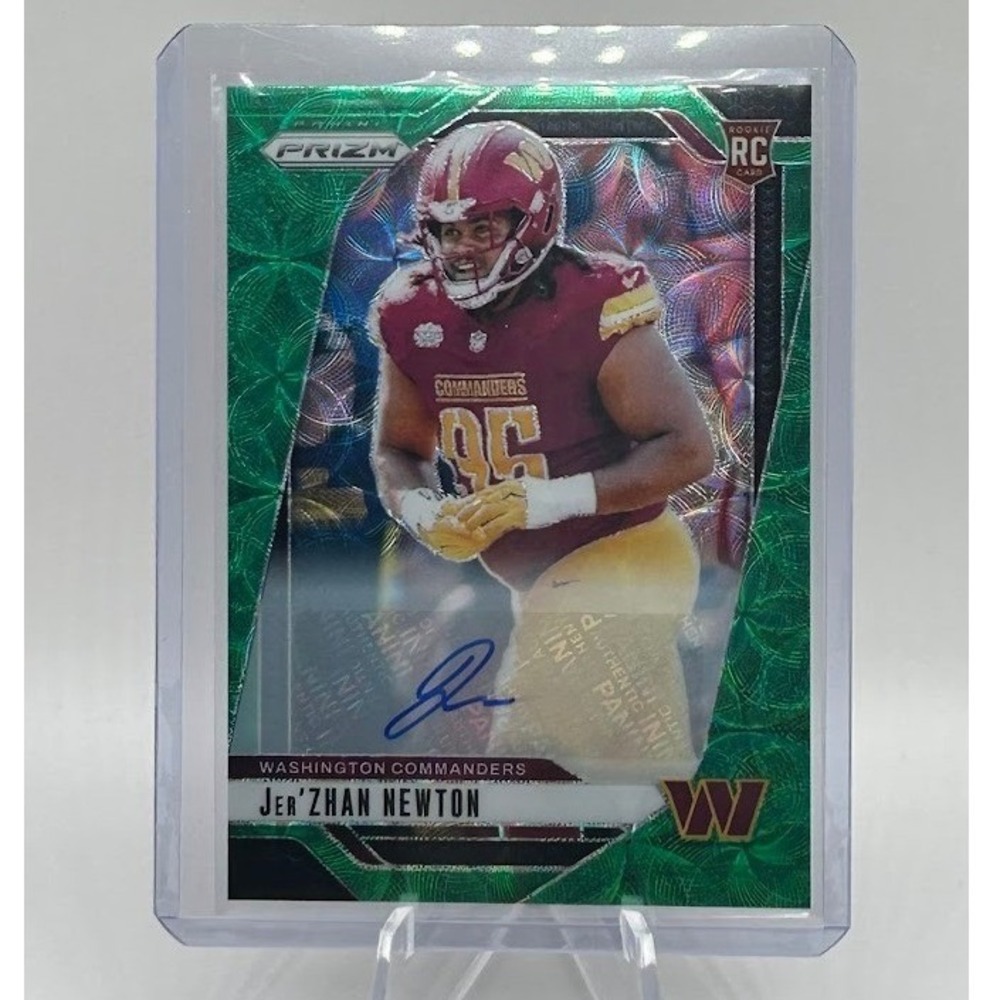 Jer'Zhan Newton Green Scope Prizm Auto 2024 Panini Prizm 351 NFL Commanders